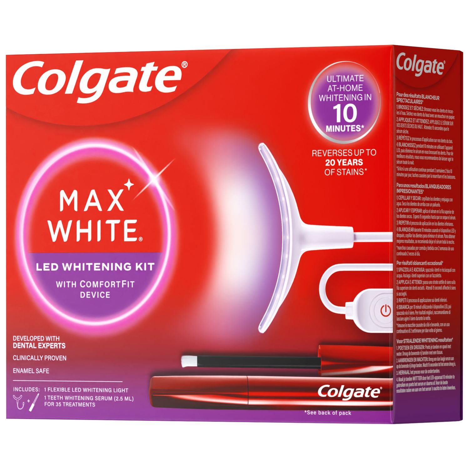 ערכת הלבנת שיניים Colgate Max White Ultimate לשימוש ביתי עם LED
