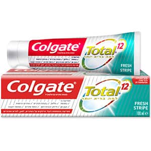 קולגייט טוטאל משחת שיניים פסים מרעננים לפה בריא יותר 100 מ"ל